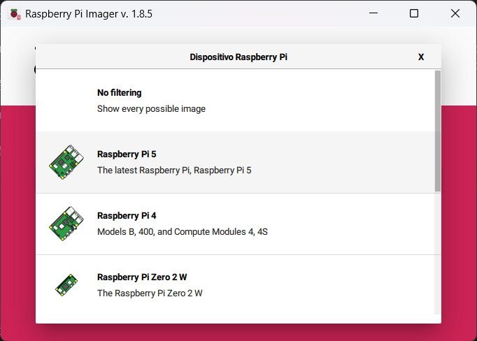 Raspberry Pi Imager - Choose device