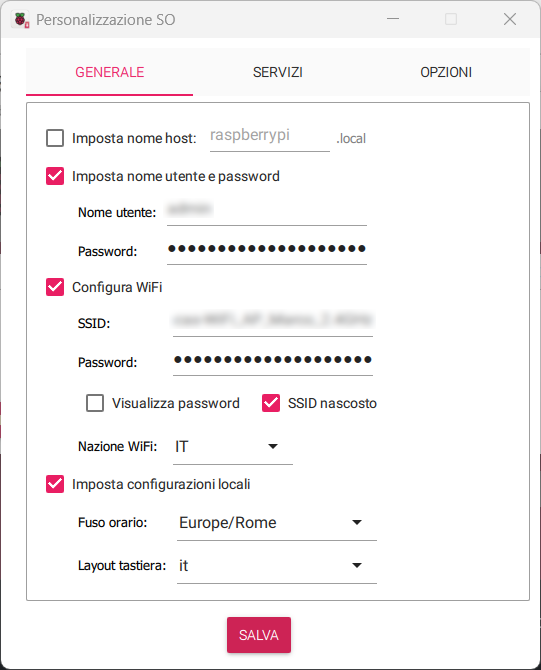 Raspberry Pi Imager - General Settings