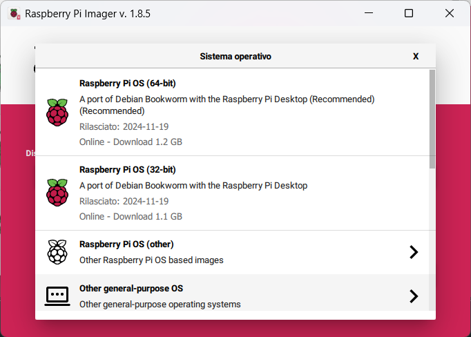 Raspberry Pi Imager - Choose OS 1