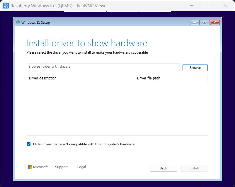 Windows Setup - Browse driver