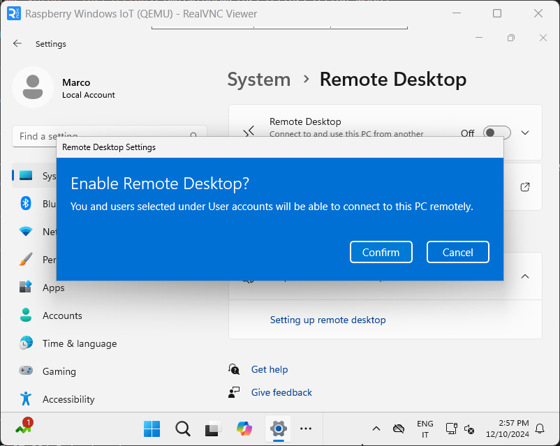 Windows Setup - Enable Remote Desktop